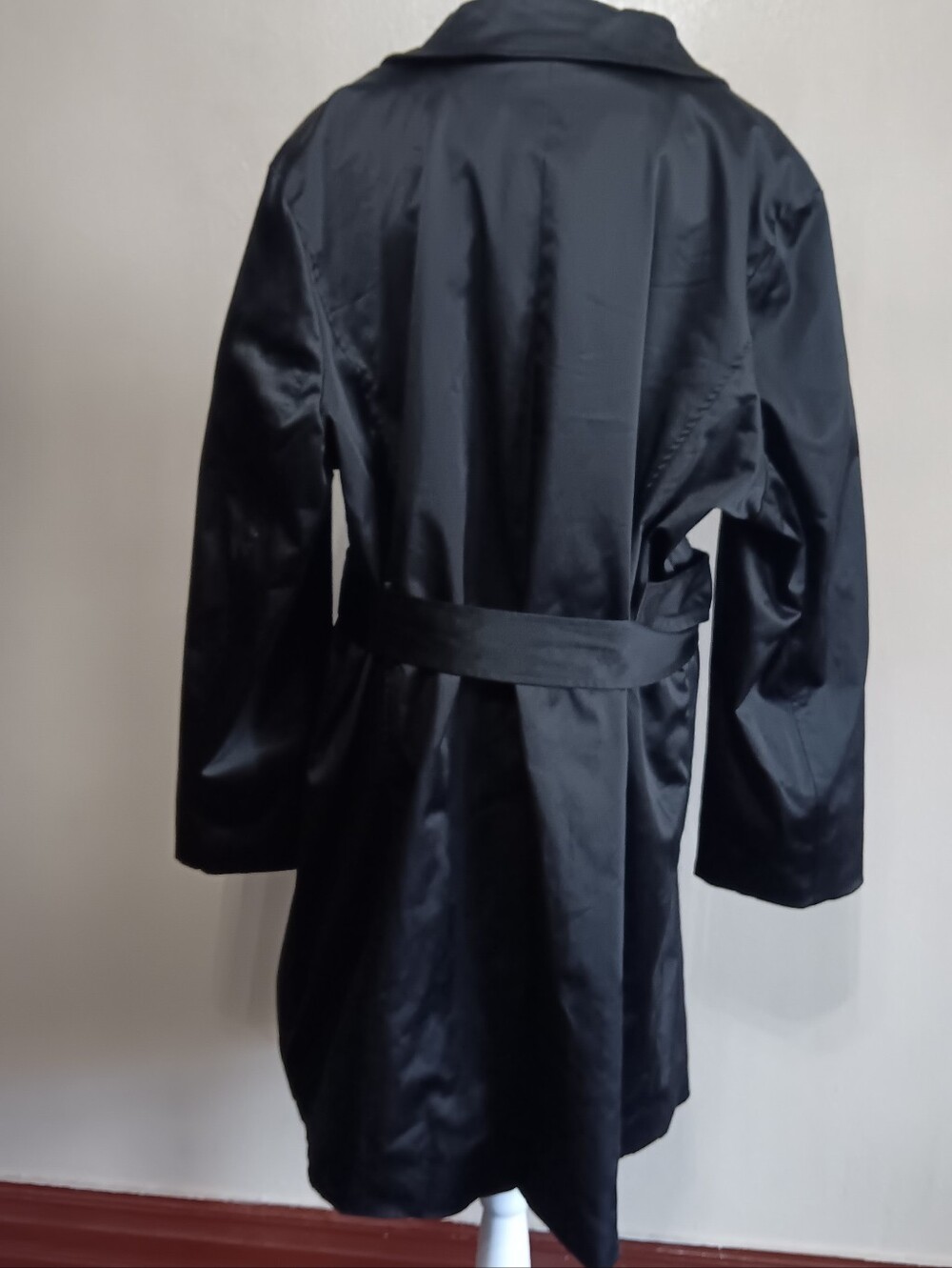 Black Belted Button Up Trench Coat Womens Plus Size 18/20 Dressbarn, Fall - Picture 4 of 9